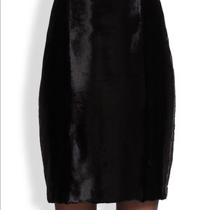 Josie Natori Faux Pony Hair Velvet Pencil Skirt